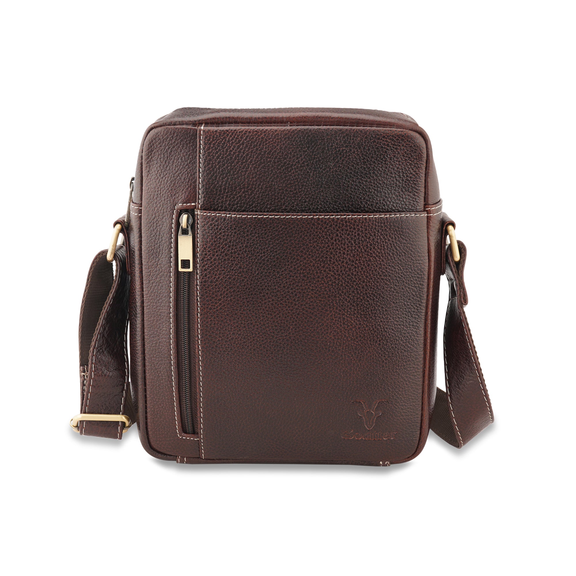 Goatter Genuine Leather Multi Pocket 10" Inch Messenger Sling Bag For Men