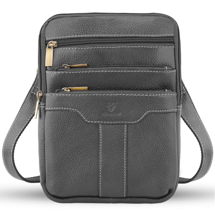 Goatter Genuine Leather Multi Compartments And Multi Pockets Travel Sling Bag For Unisex