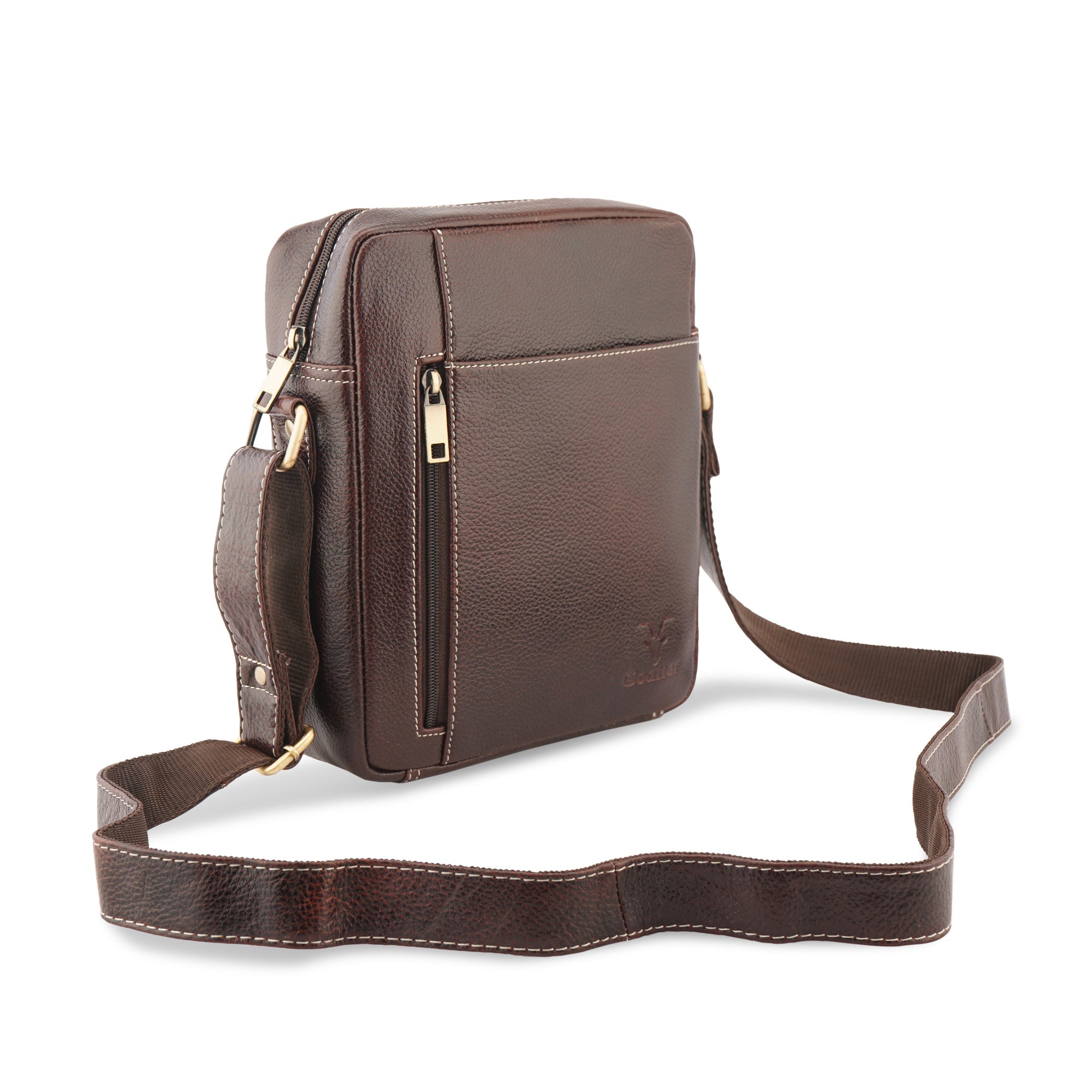 Goatter Genuine Leather Multi Pocket 10" Inch Messenger Sling Bag For Men