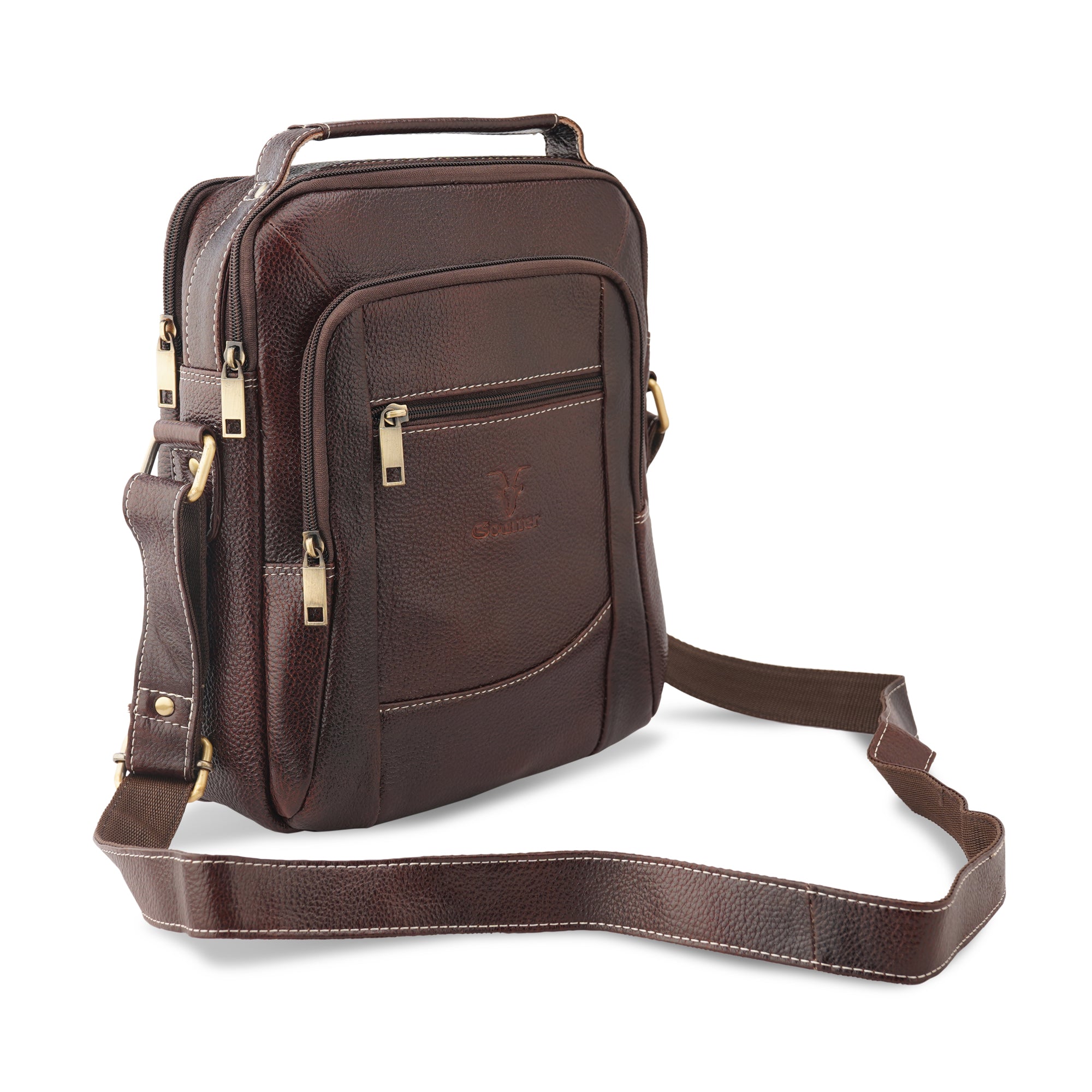 Goatter Genuine Leather 11”Inch Multi Compartment And Multi Pocket Men's Messenger Bags