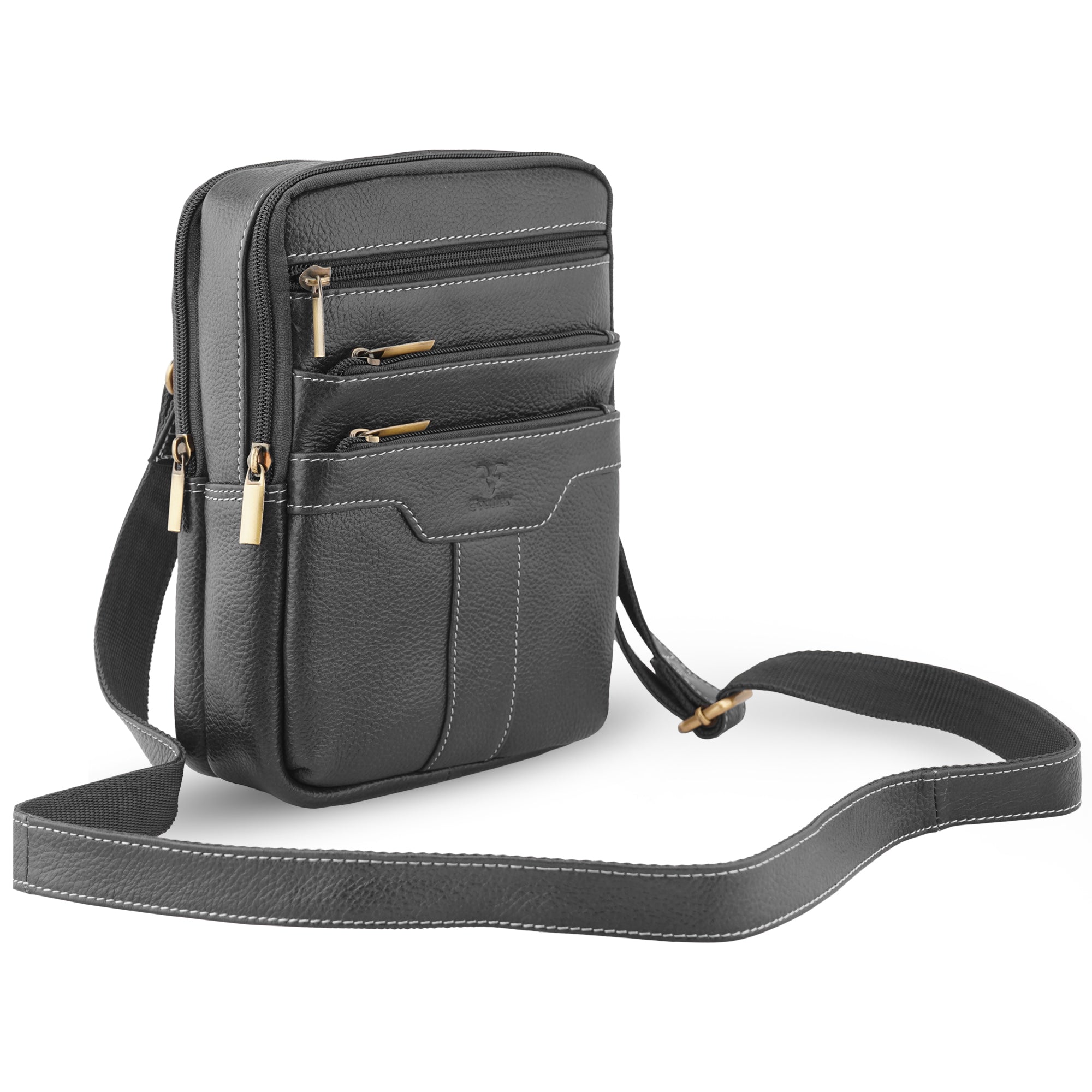 Goatter Genuine Leather Multi Compartments And Multi Pockets Travel Sling Bag For Unisex