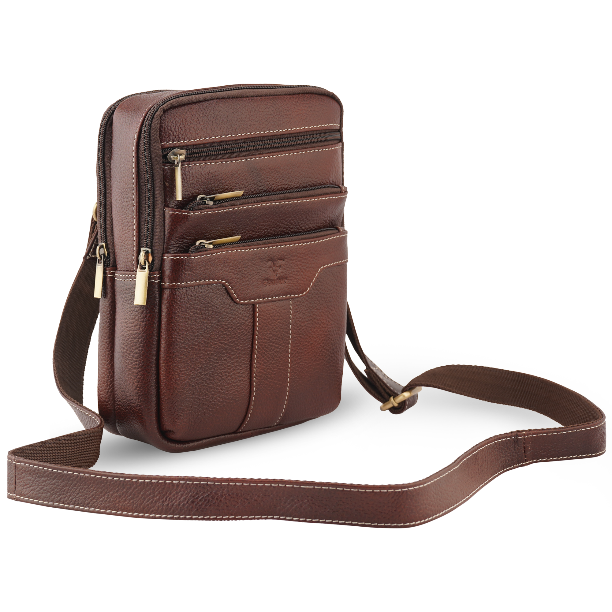 Goatter Genuine Leather Multi Compartments And Multi Pockets Travel Sling Bag For Unisex