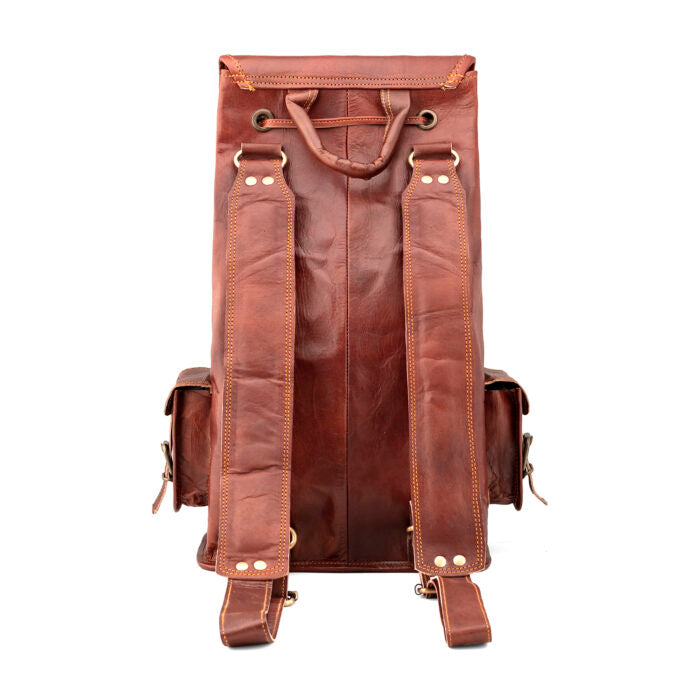 Goatter Genuine Leather Vintage Style 18" Inch Unisex Backpack for Travel Hiking Camping Rucksack, - Goatter