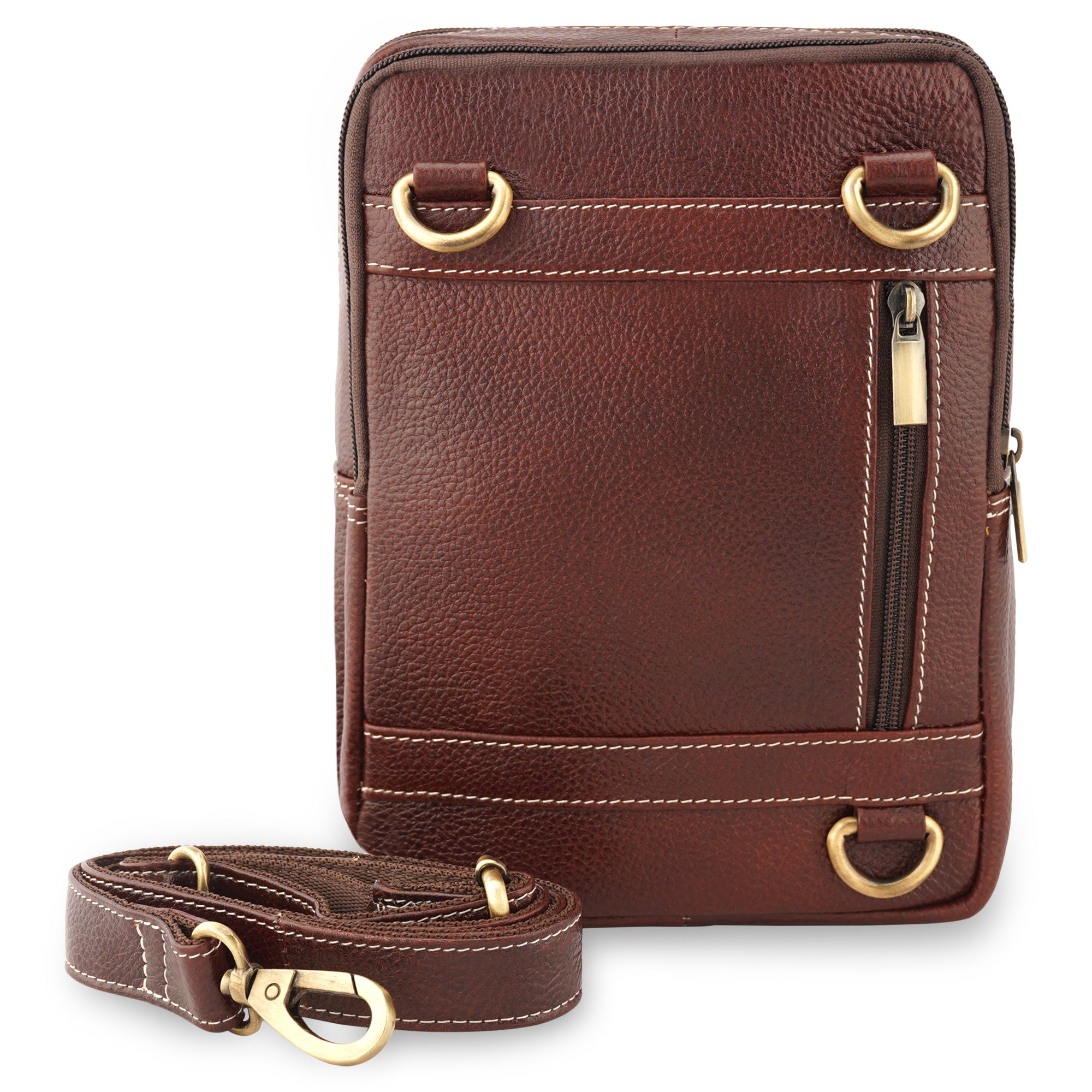 Goatter Genuine Leather Multi Compartments And Multi Pockets Travel Sling Bag For Unisex