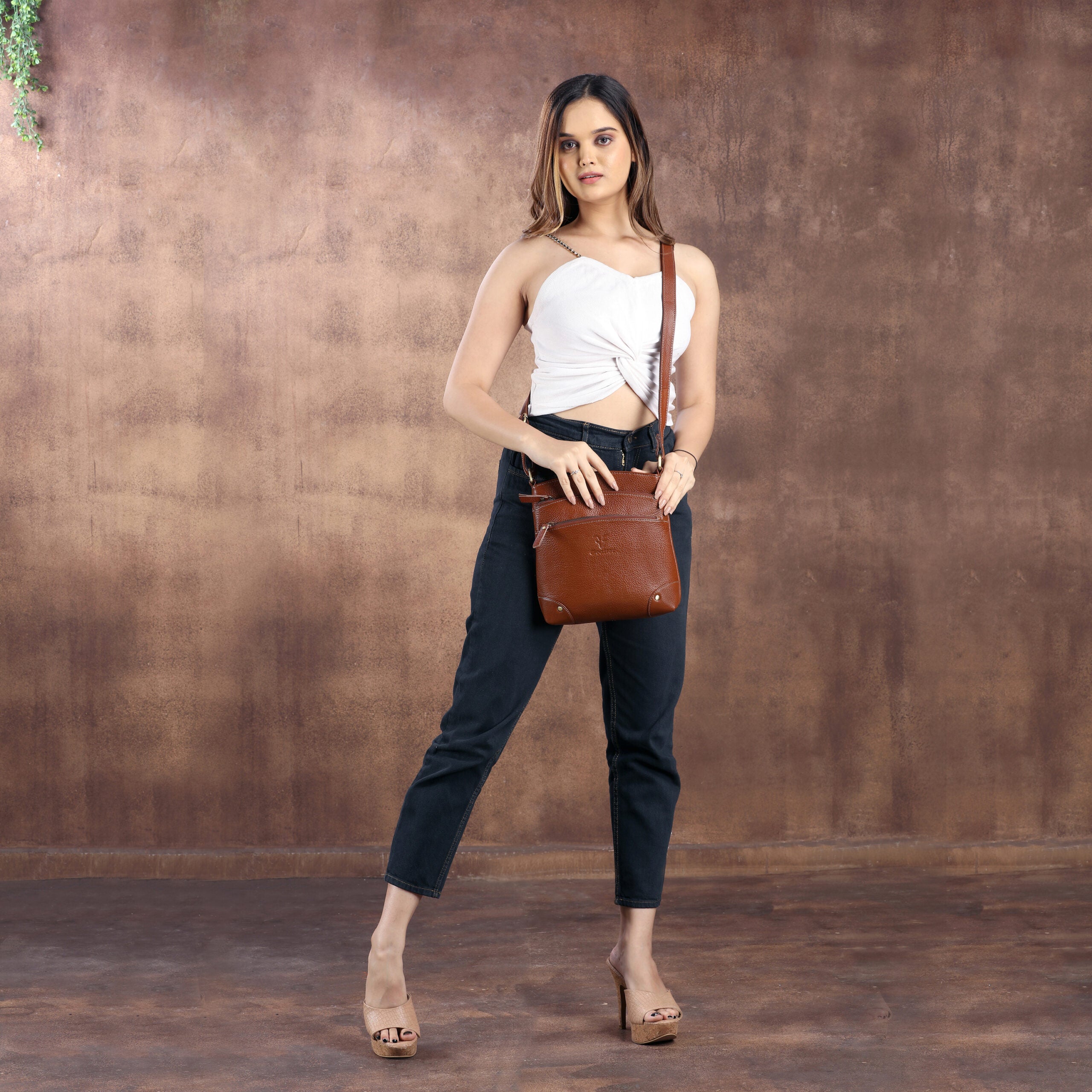 Goatter Genuine Leather 9.5″ Inch Sling Cross-Body Bag for Girls And Women