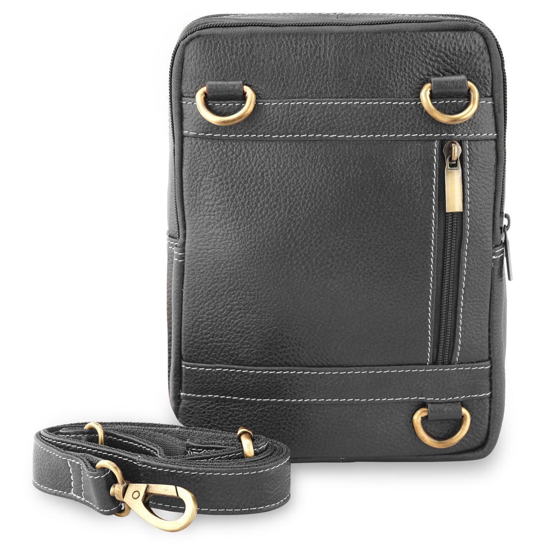 Goatter Genuine Leather Multi Compartments And Multi Pockets Travel Sling Bag For Unisex