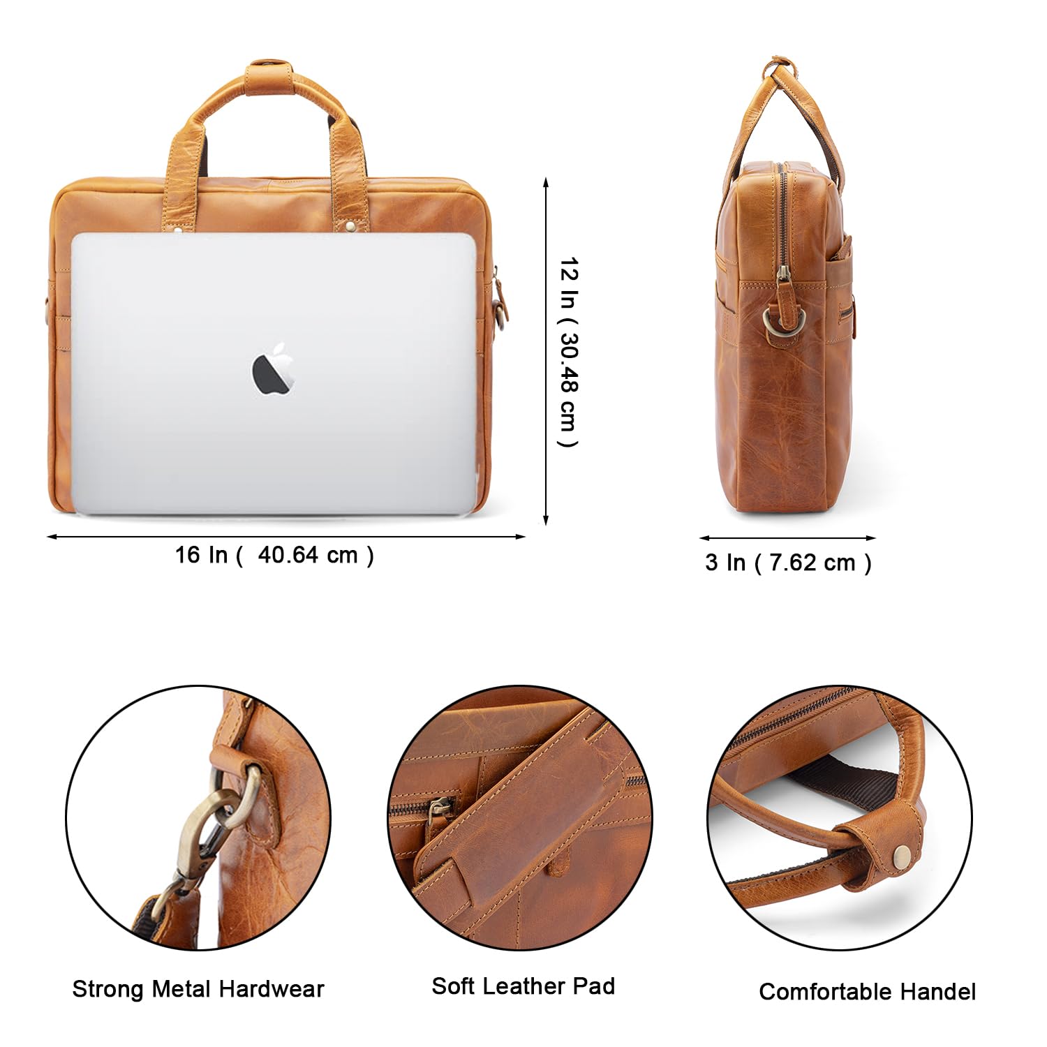 Goatter Genuine Leather Multi Pockets Office Laptop Messenger Bag For Men