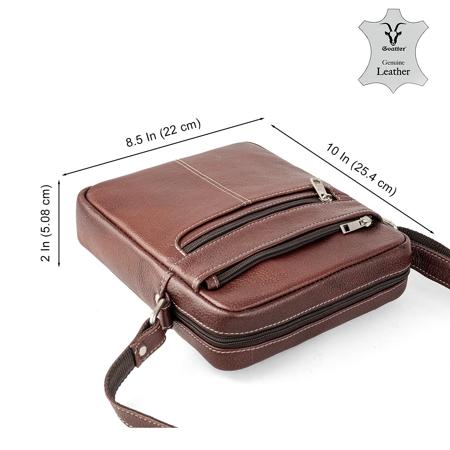 Goatter Men’s Genuine Leather Sling Bag – Medium Size