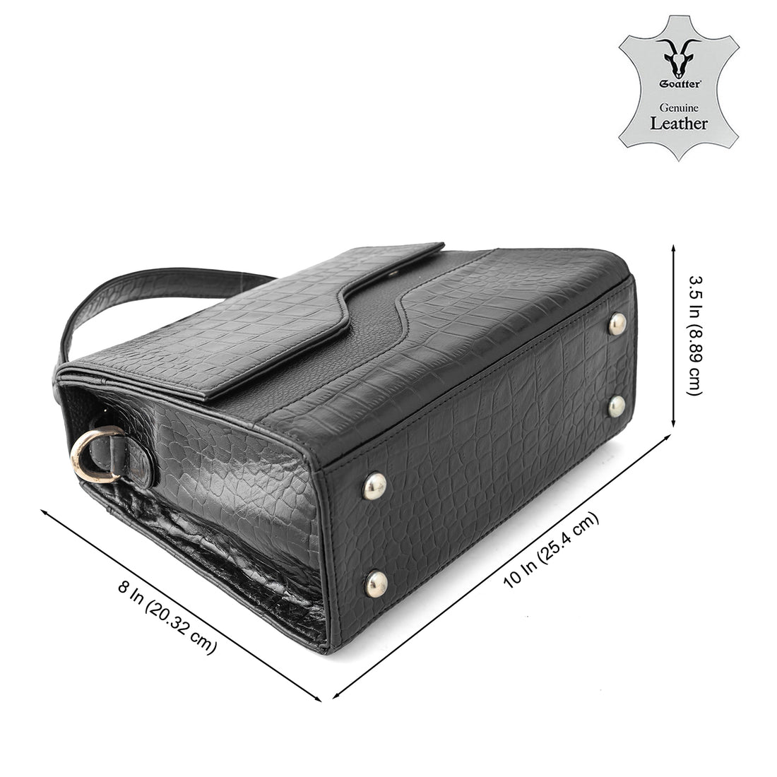 Goatter Genuine Leather Handbag for Women | Luxury Crocodile Texture Satchel Bag
