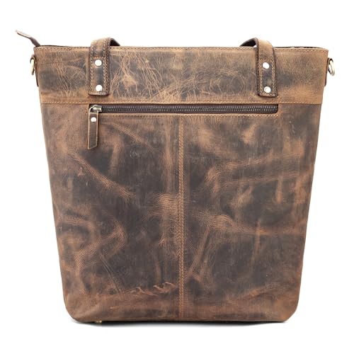 Goatter Genuine Leather Tote Bag For Women, (Large Size, Brown)
