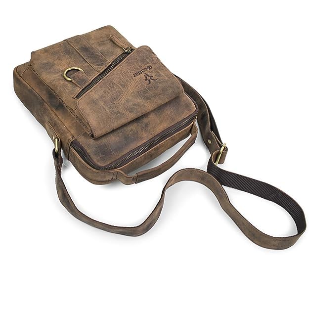 Goatter Mens Hunter Leather 11" Inch Messenger Bag