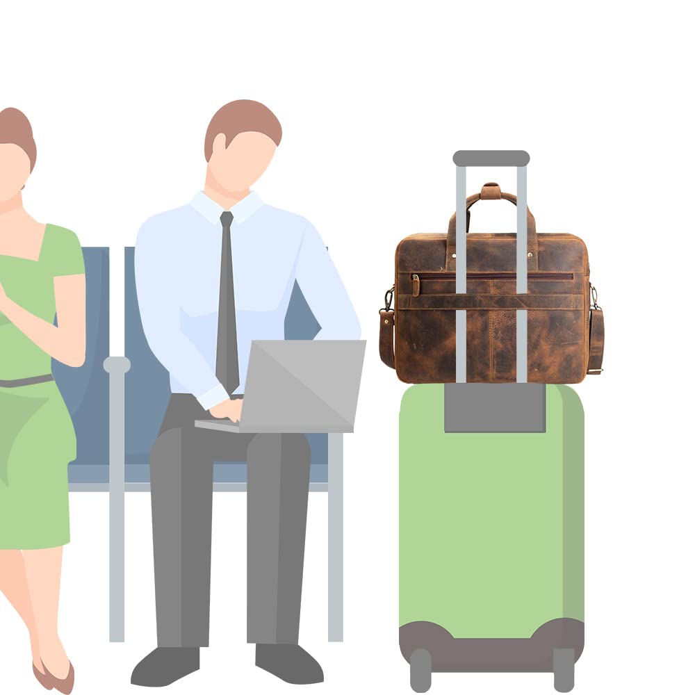 Goatter Hunter Leather  Multi Pockets Office Laptop Messenger Bag For Men