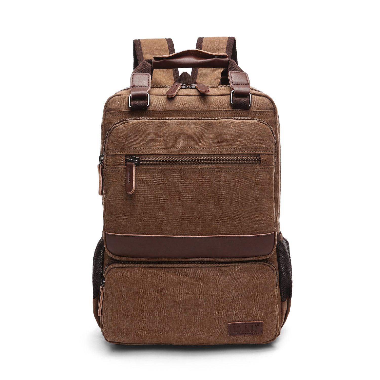 Goatter Canvas And Leather Material Multi Pocket Travel Laptop Backpack For Men For Travel, Hiking,Work