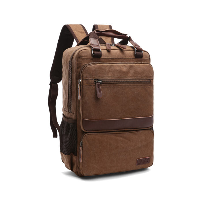Goatter Canvas And Leather Material Multi Pocket Travel Laptop Backpack For Men For Travel, Hiking,Work