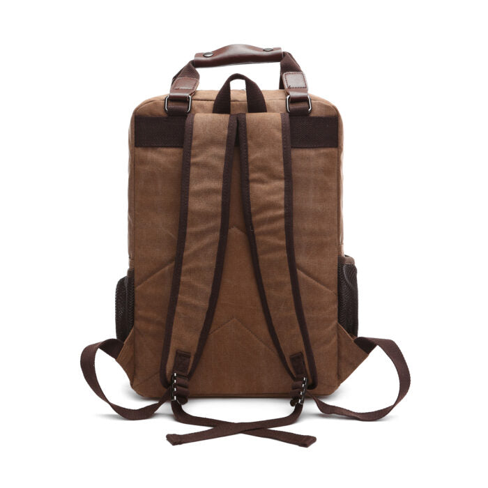 Goatter Canvas And Leather Material Multi Pocket Travel Laptop Backpack For Men For Travel, Hiking,Work