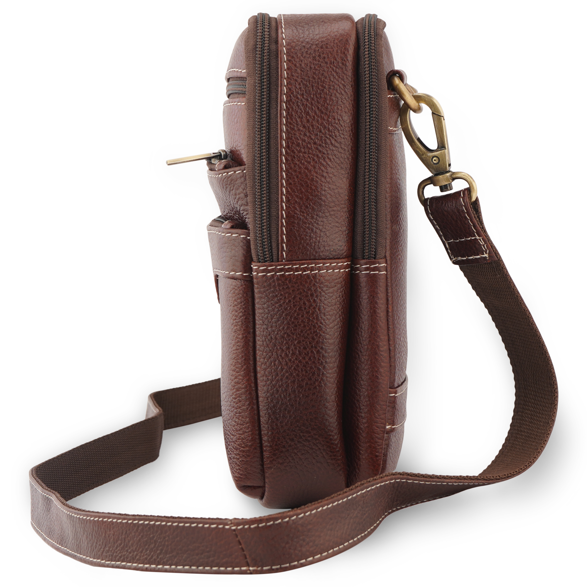 Goatter Genuine Leather Multi Compartments And Multi Pockets Travel Sling Bag For Unisex