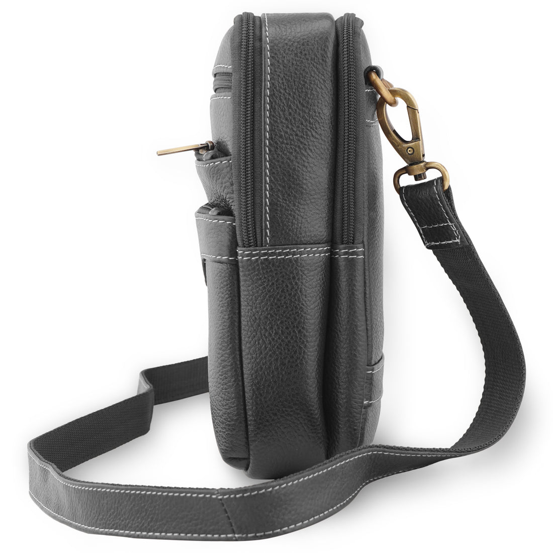 Goatter Genuine Leather Multi Compartments And Multi Pockets Travel Sling Bag For Unisex