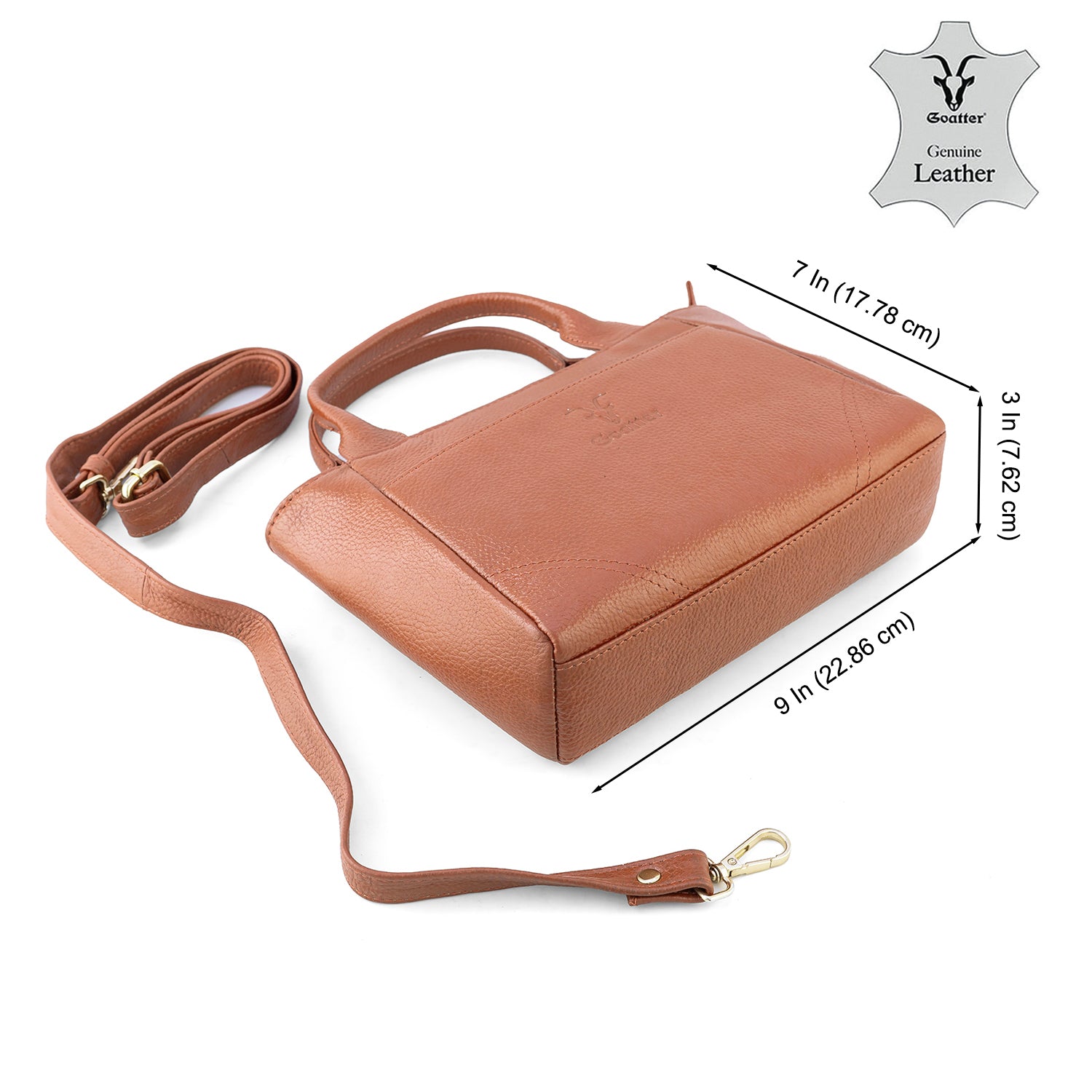 Goatter Women’s Genuine Leather Tote Handbag with Adjustable Sling Strap