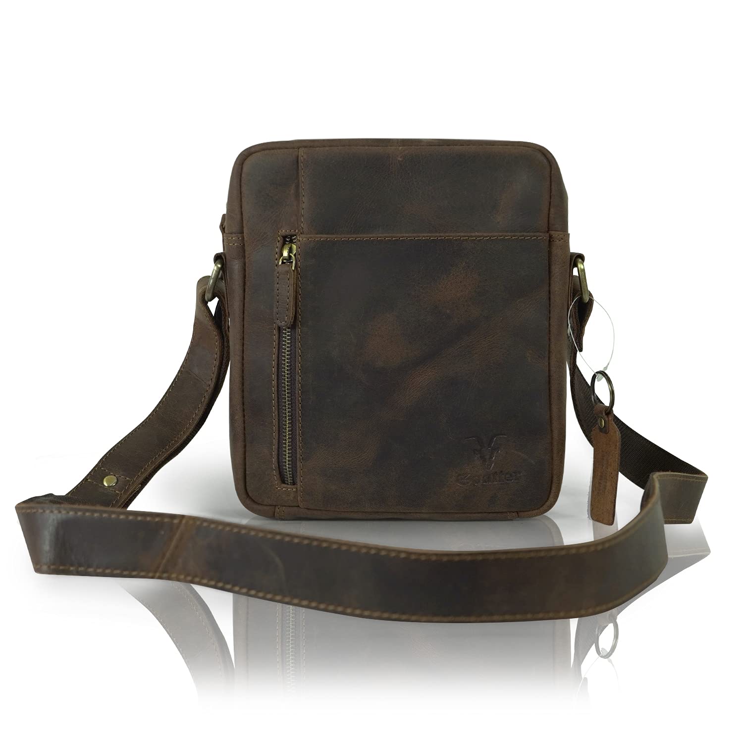 Goatter Men’s Hunter Leather Multi Pocket Messenger Sling Bag