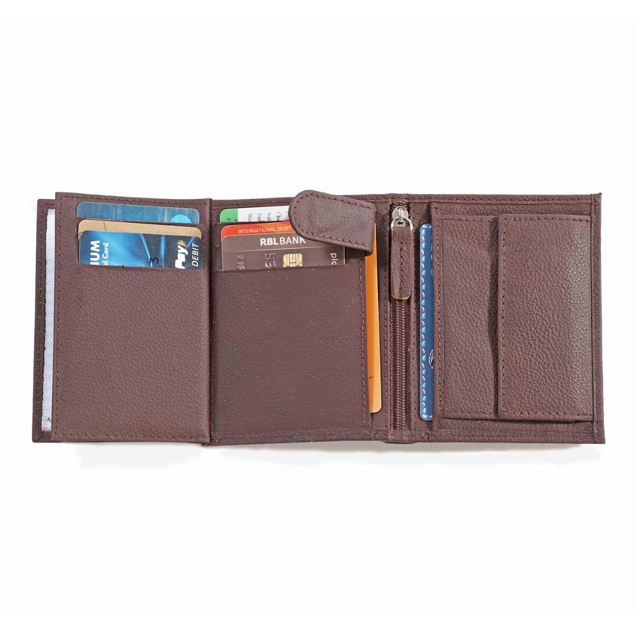 Goatter Men's Hunter Leather Men's Trifold Wallet(Brown) Set of Two