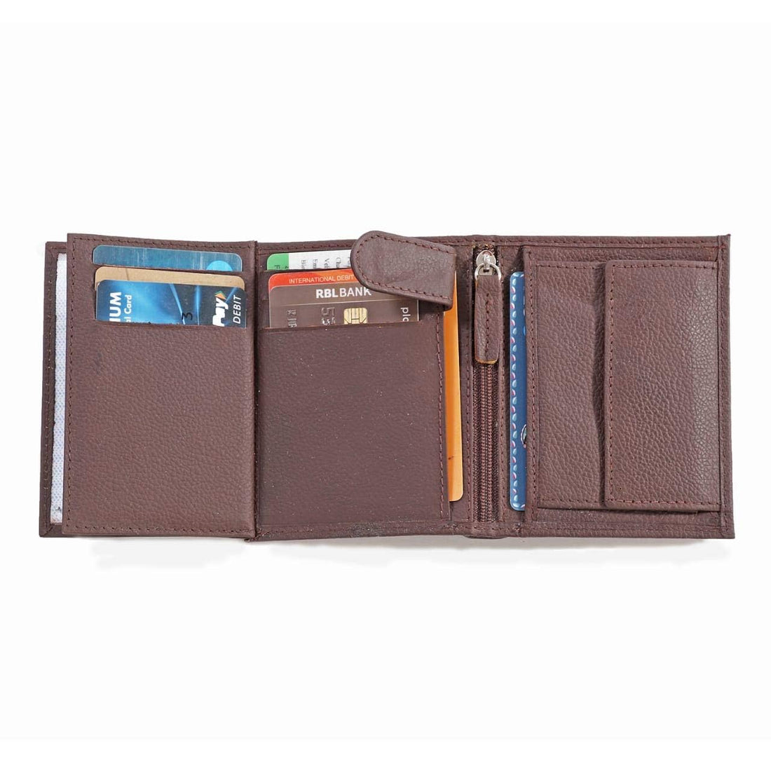 Goatter Men's Hunter Leather Men's Trifold Wallet(Brown) Set of Two