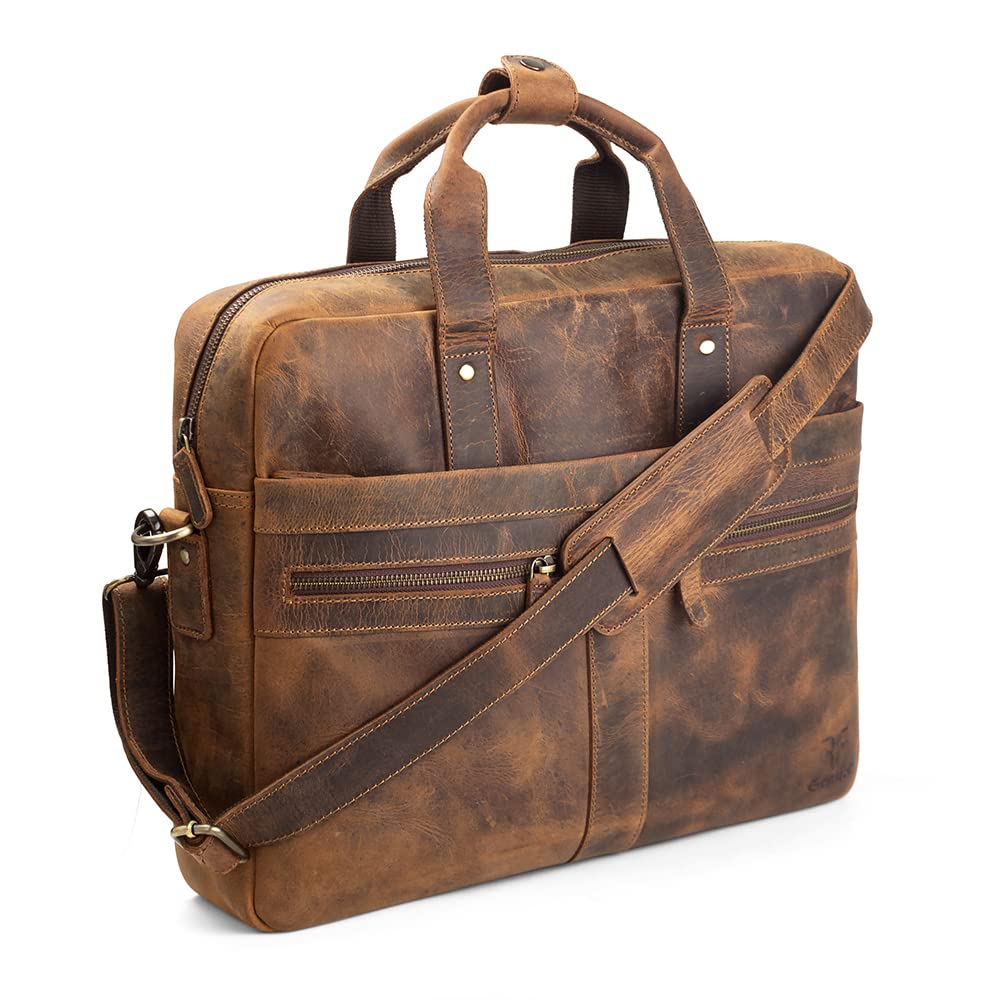 Goatter Hunter Leather  Multi Pockets Office Laptop Messenger Bag For Men