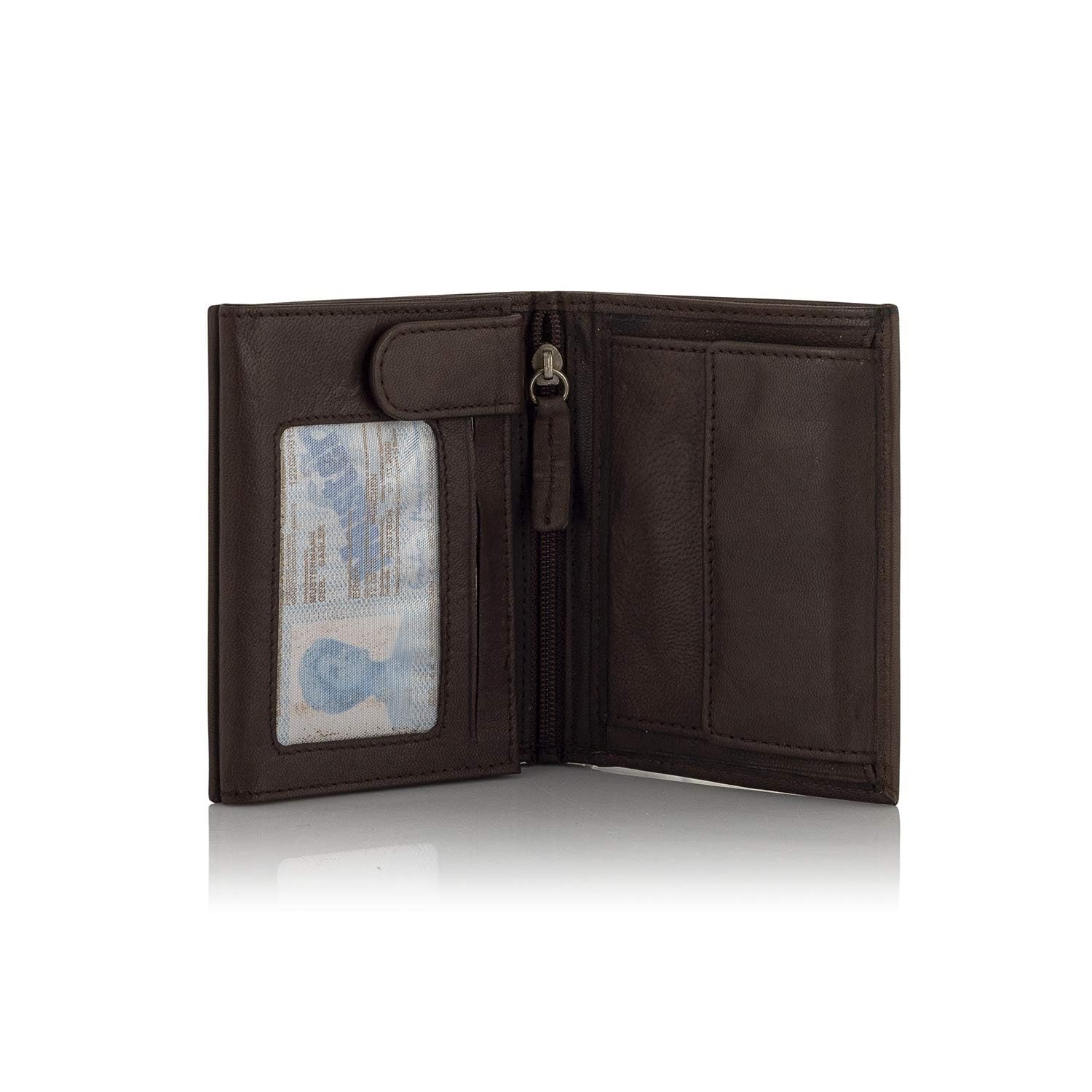 Goatter Men's Hunter Leather Men's Trifold Wallet(Brown) Set of Two