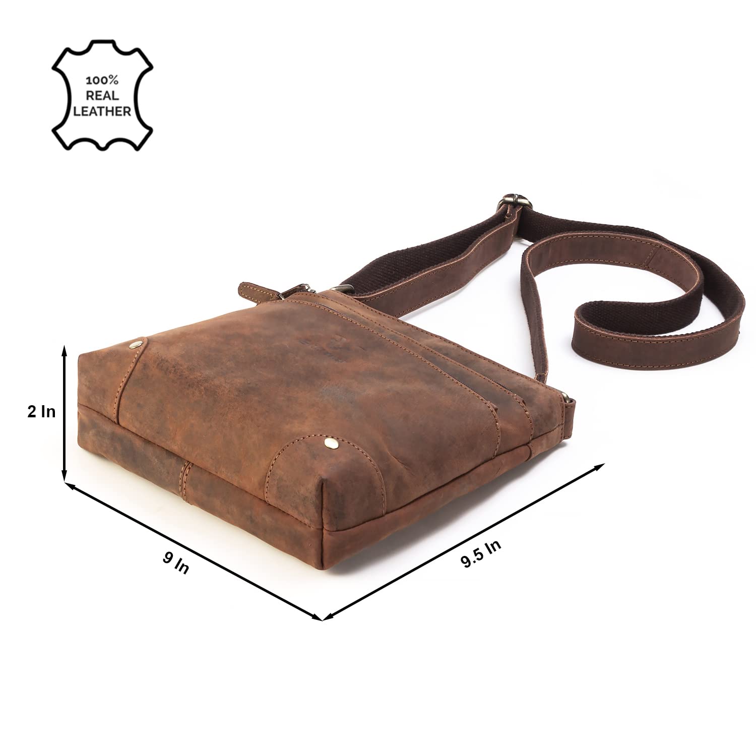 Goatter Hunter Leather 9.5″ Inch Sling Cross-BodyBag for Girls And Women