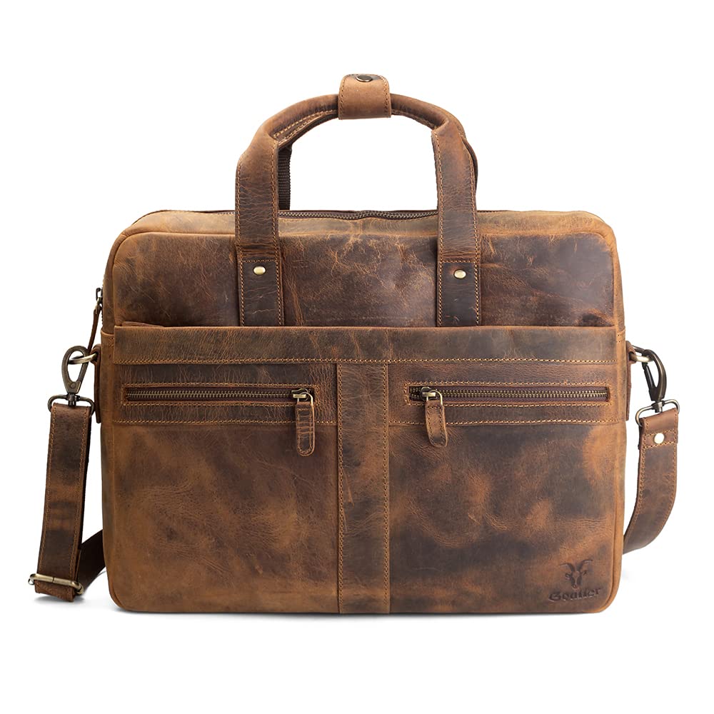 Goatter Hunter Leather  Multi Pockets Office Laptop Messenger Bag For Men