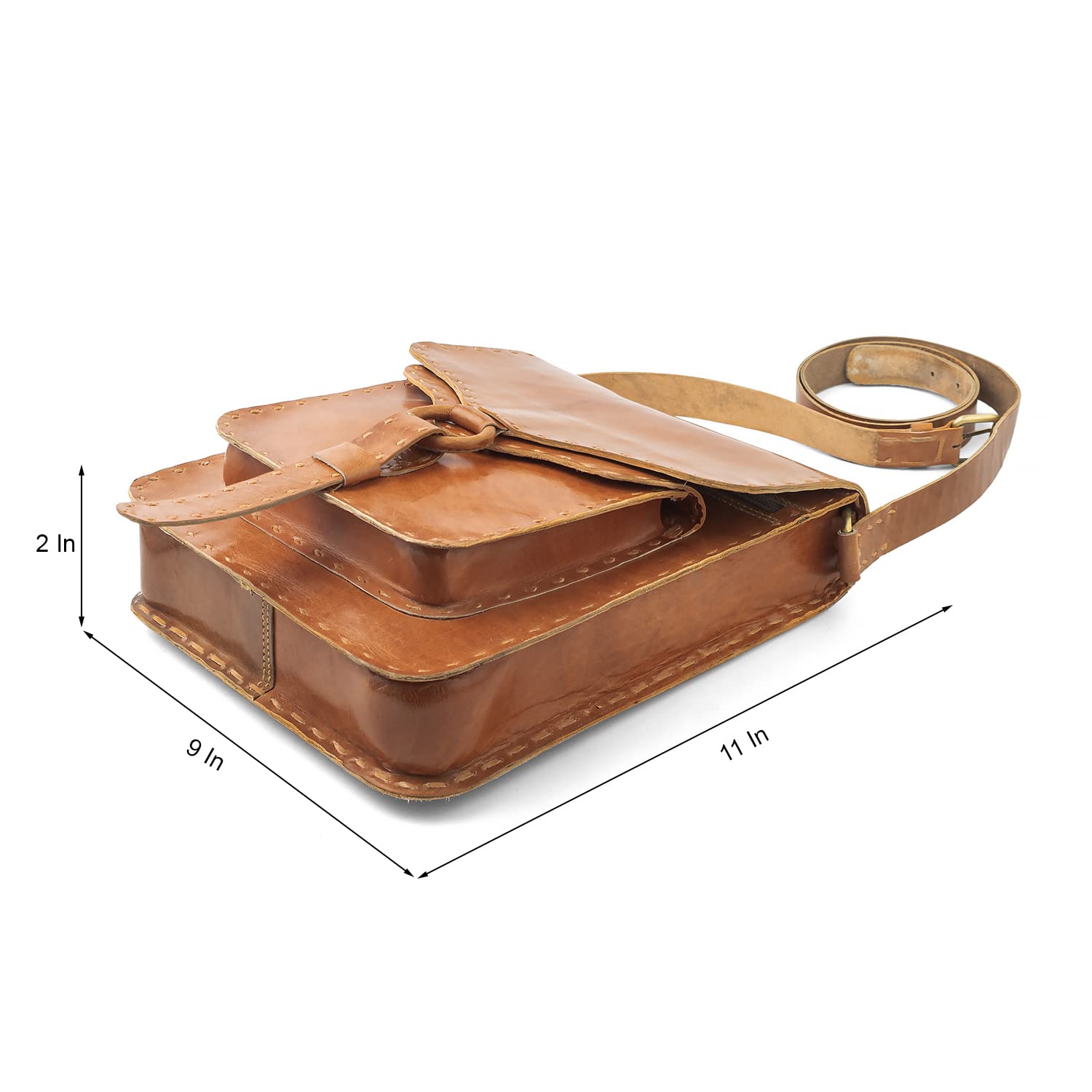 Goatter Genuine Leather Handmade 11″ Shoulder Cross body Travel Messenger Bag