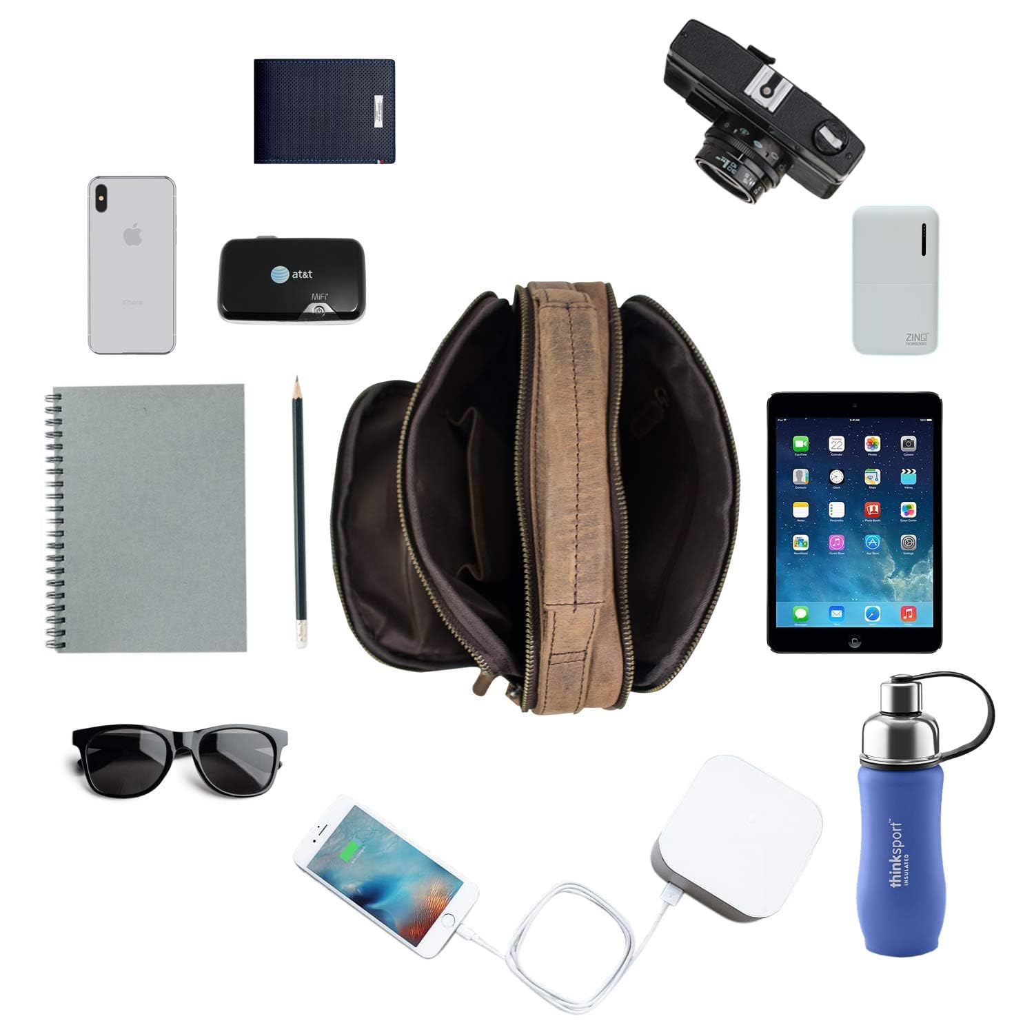 Goatter Men's Hunter Leather 11" Inch Messenger Bag