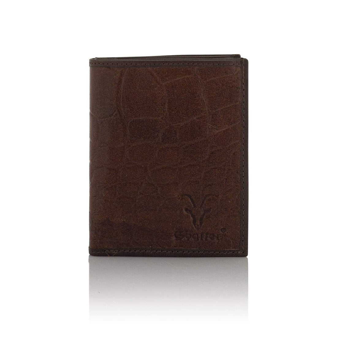 Goatter Men's Hunter Leather Men's Trifold Wallet(Brown) Set of Two