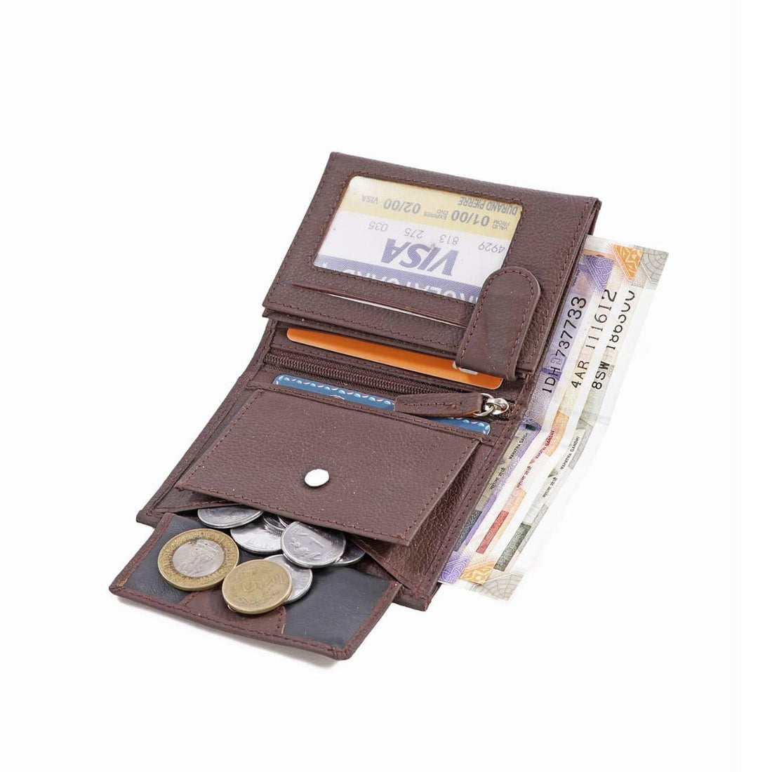 Goatter Men's Hunter Leather Men's Trifold Wallet(Brown) Set of Two