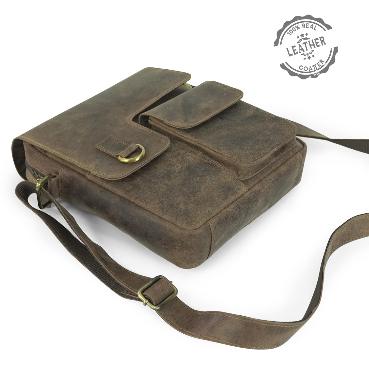 Goatter Hunter Leather 11"Inch Messenger Sling Bags For Men,