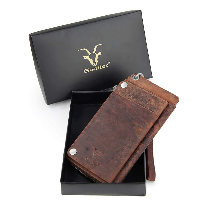 Goatter Hunter Leather Phone, Card & Passport Holder Wallet