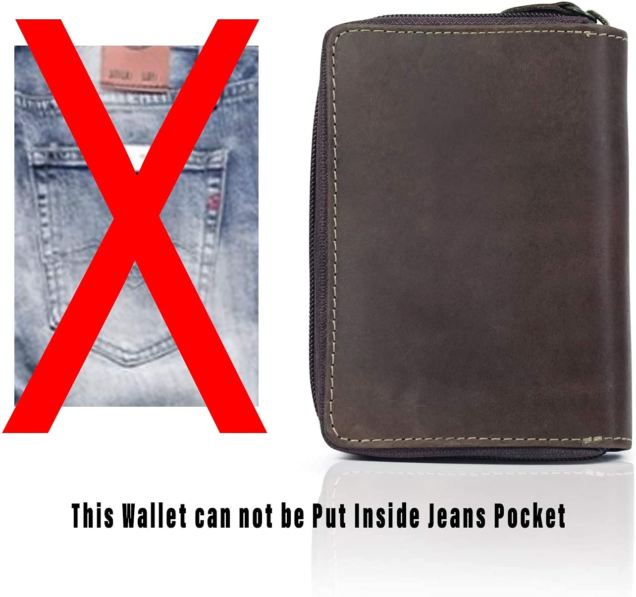 Goatter Men's Hunter Leather RFID Blocking Wallet, Big Size (Brown)