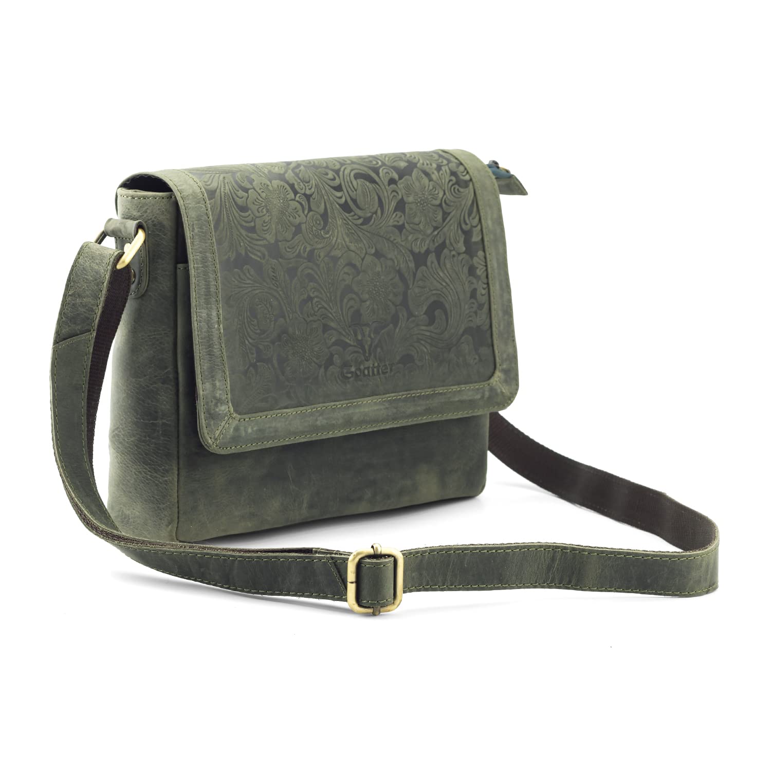 Goatter Hunter Leather Floral Sling Bag for Girls and Women