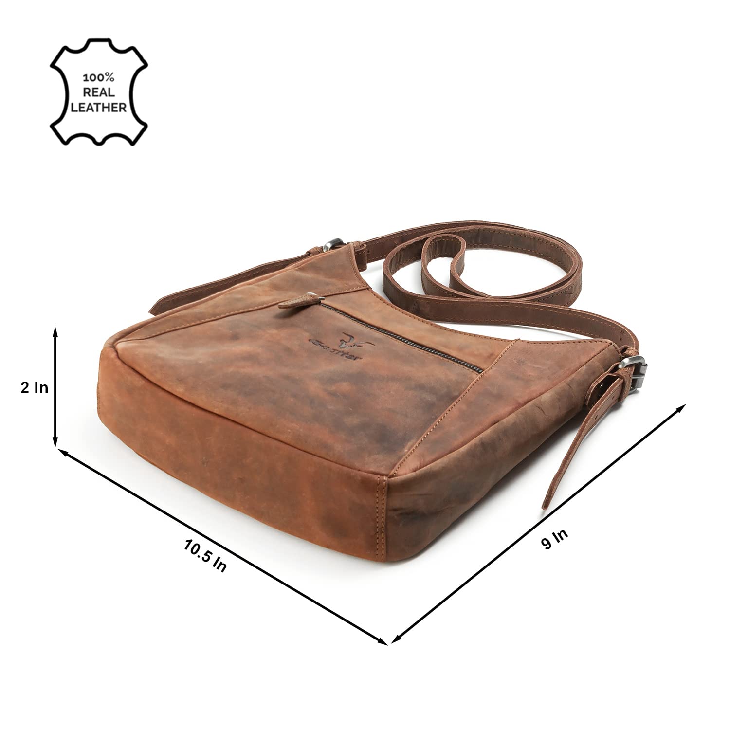 Goatter Hunter Leather Sling Cross-Body Bag for Girls And Women