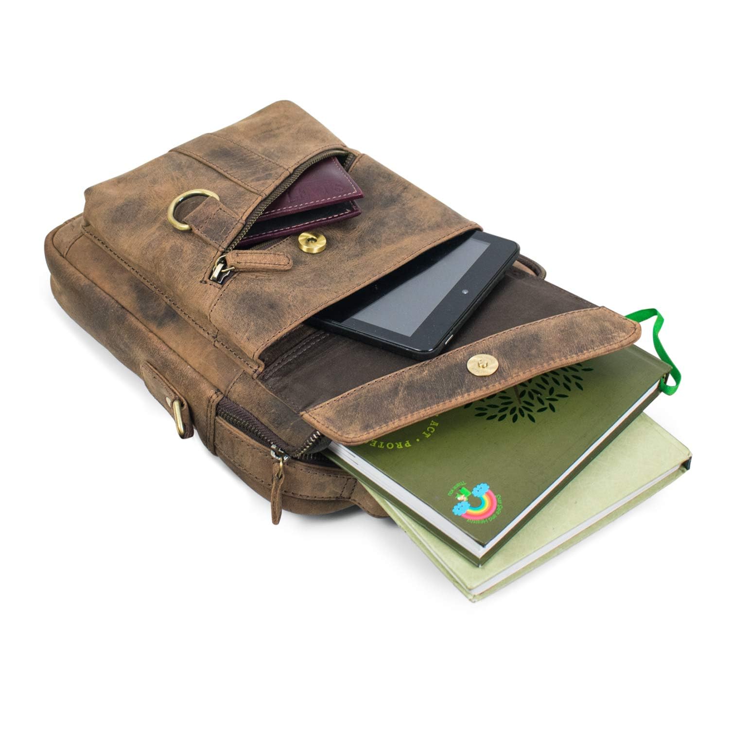 Goatter Mens Hunter Leather 11" Inch Messenger Bag