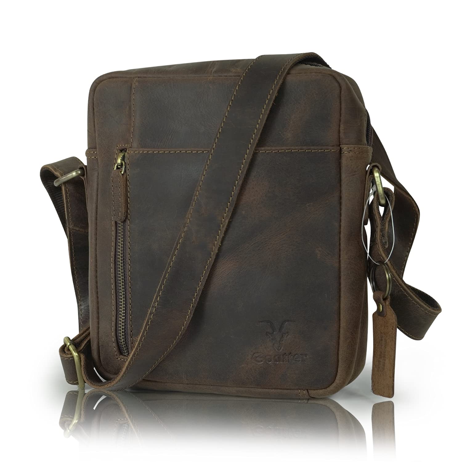 Goatter Men’s Hunter Leather Multi Pocket Messenger Sling Bag