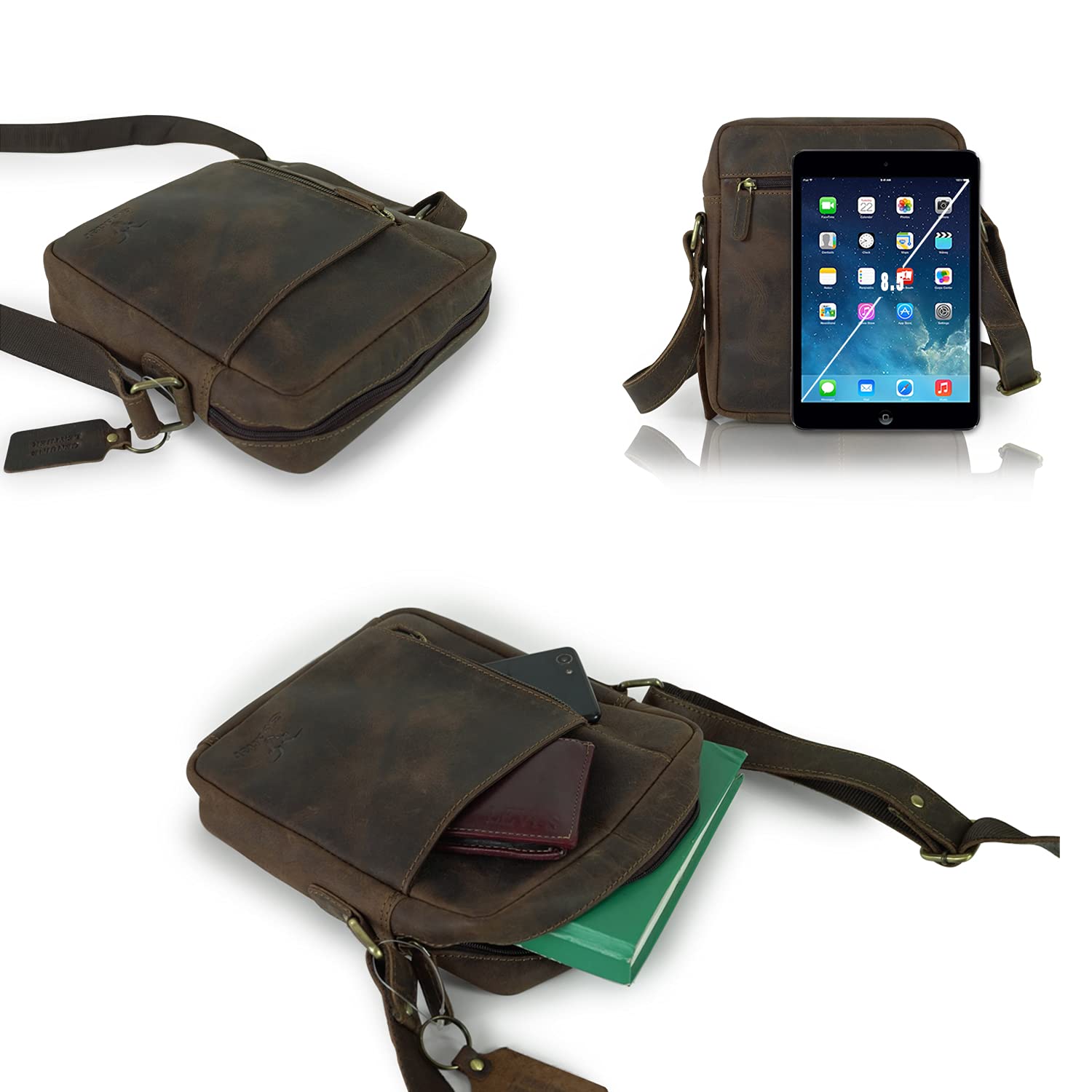 Goatter Men’s Hunter Leather Multi Pocket Messenger Sling Bag