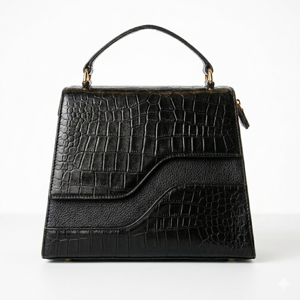 Goatter Genuine Leather Handbag for Women | Luxury Crocodile Texture Satchel Bag