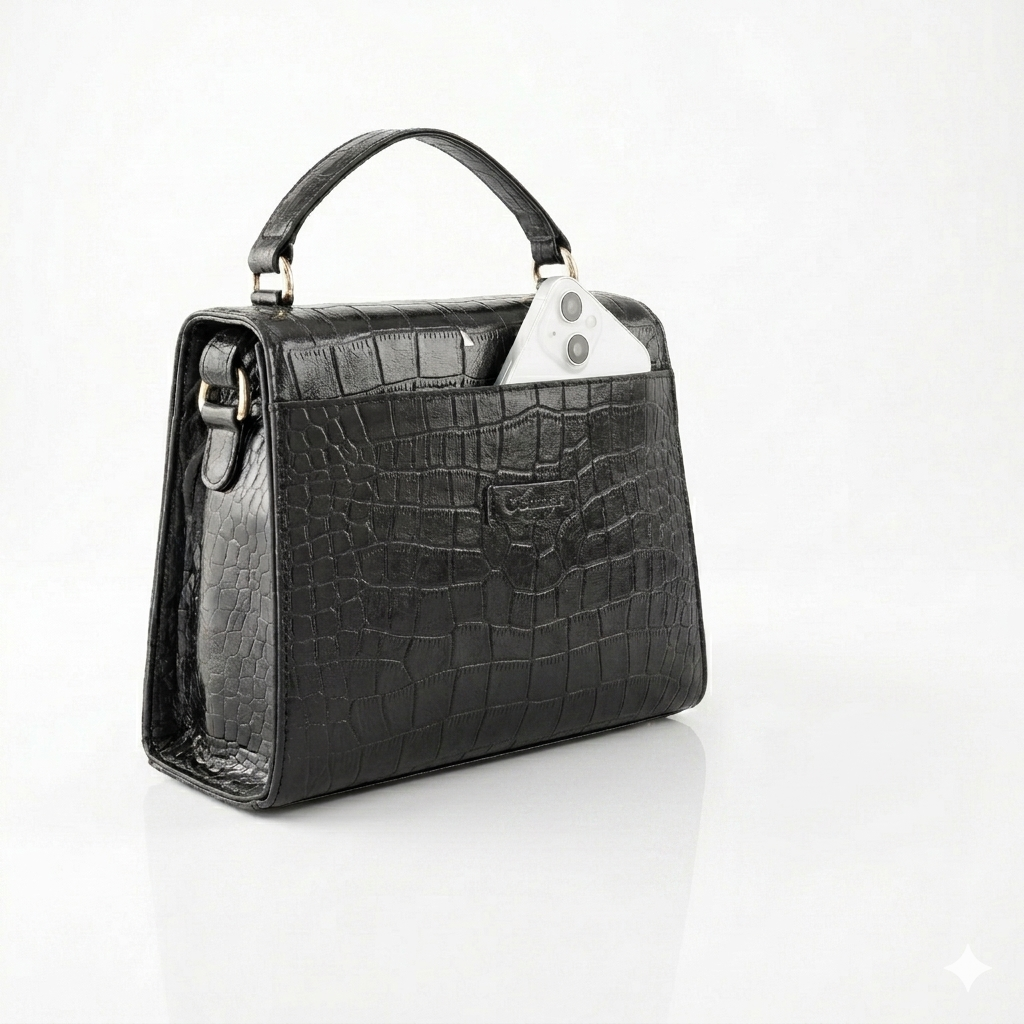 Goatter Genuine Leather Handbag for Women | Luxury Crocodile Texture Satchel Bag