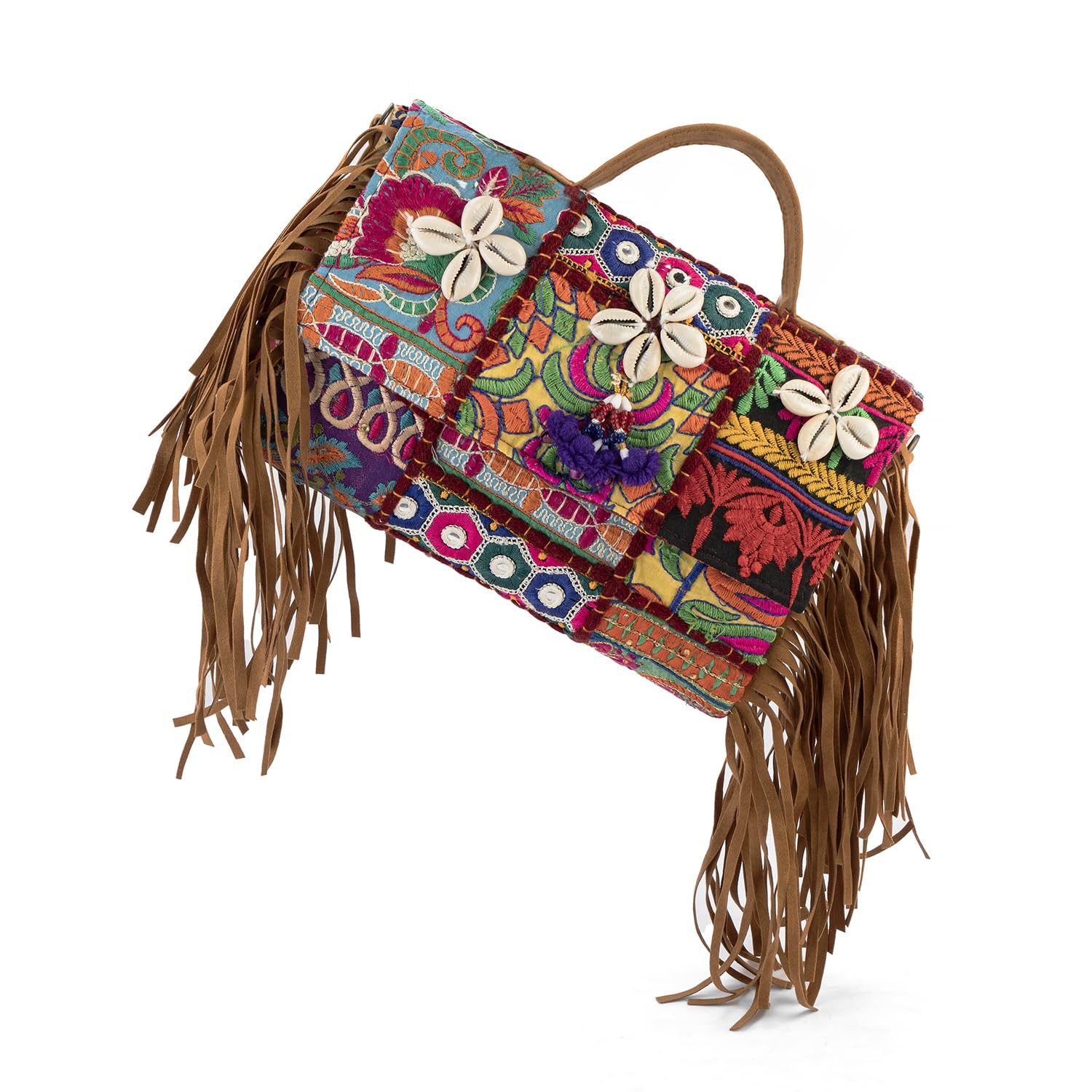 Goatter Handtooled Assorted Design Multi color Banjara Sling And Cross Body Bag For Girls And Women