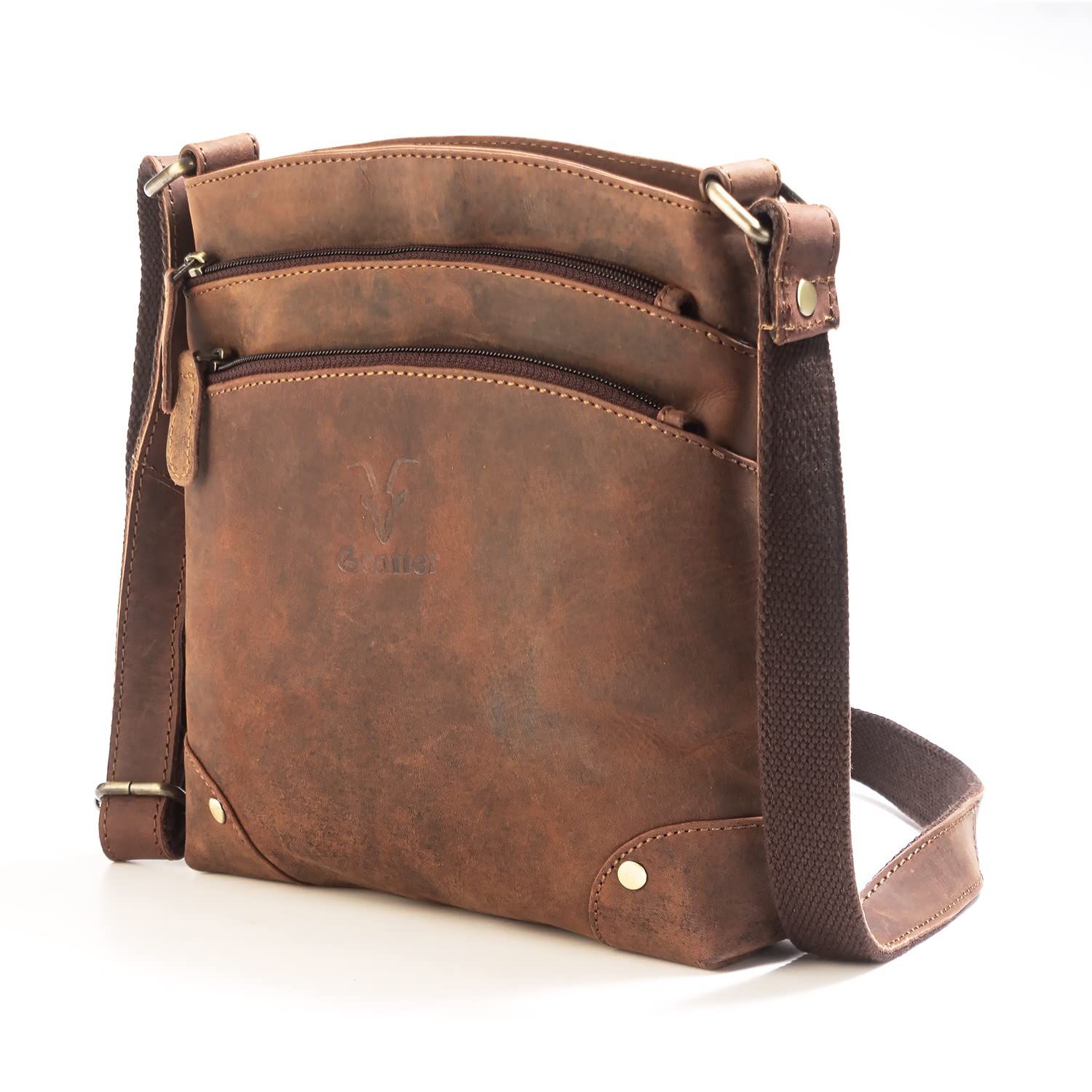 Goatter Hunter Leather 9.5″ Inch Sling Cross-BodyBag for Girls And Women