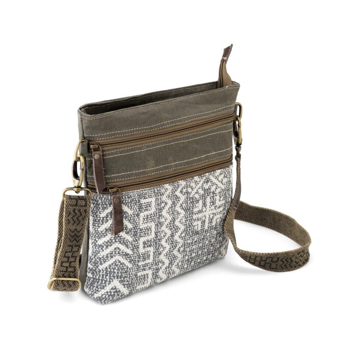 Goatter Cotton Dari And Leather Material Messenger Sling Bag For Women,