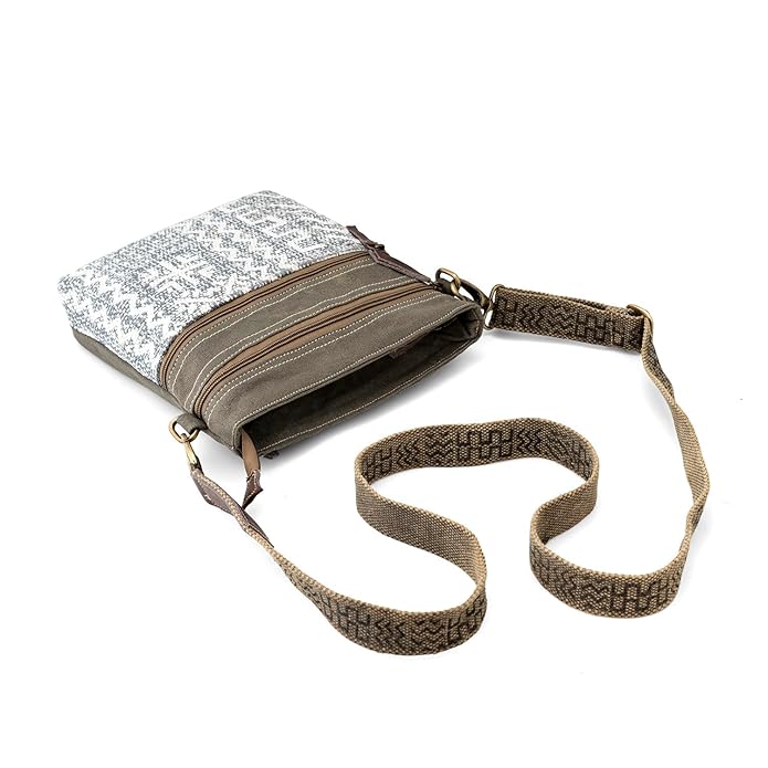 oatter Cotton Dari And Leather Material Messenger Sling Bag