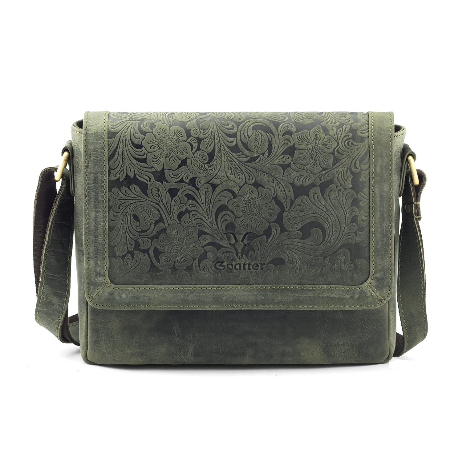 Goatter Hunter Leather Floral Sling Bag for Girls and Women