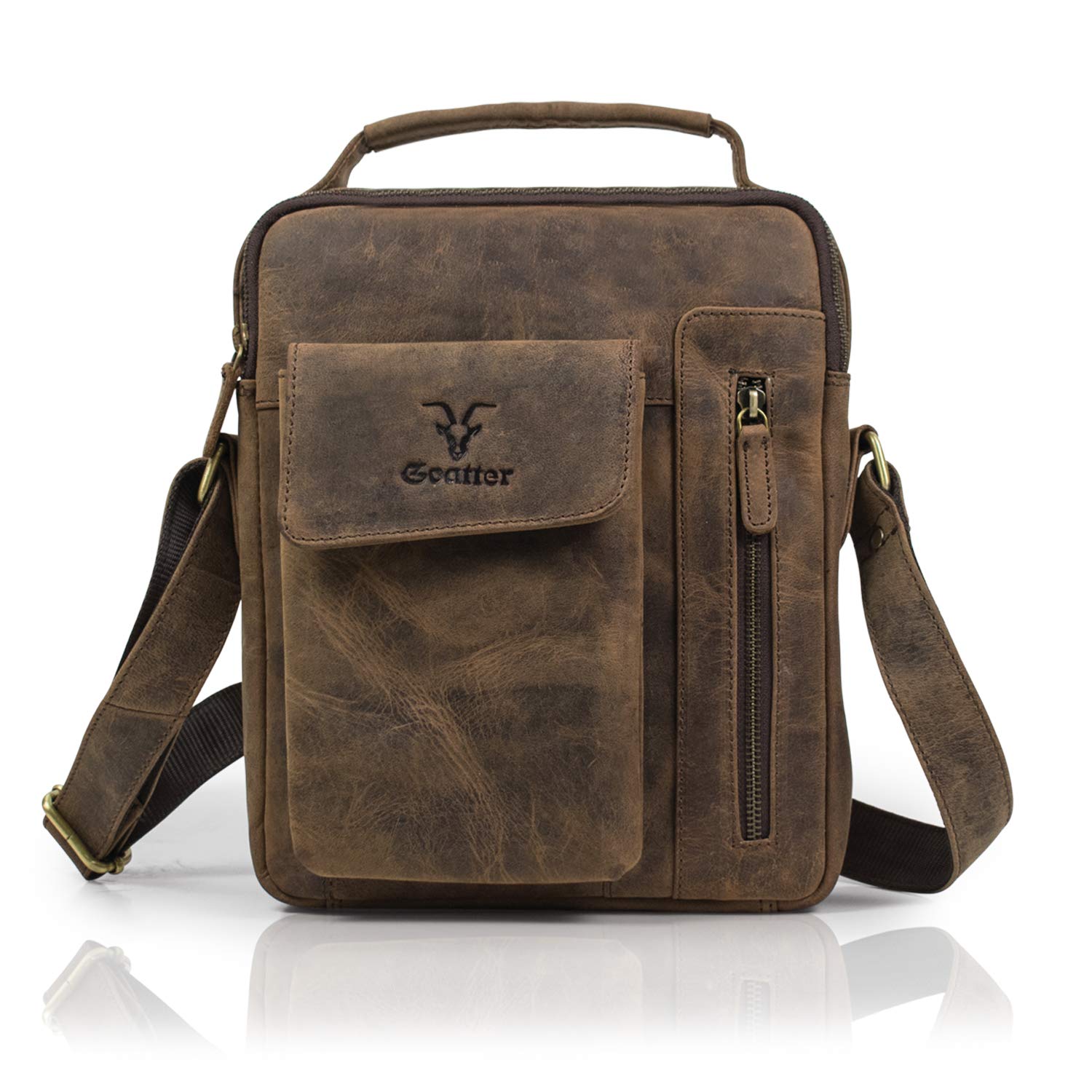 Goatter Hunter Leather 11”Inch Messenger Sling Bag For Men