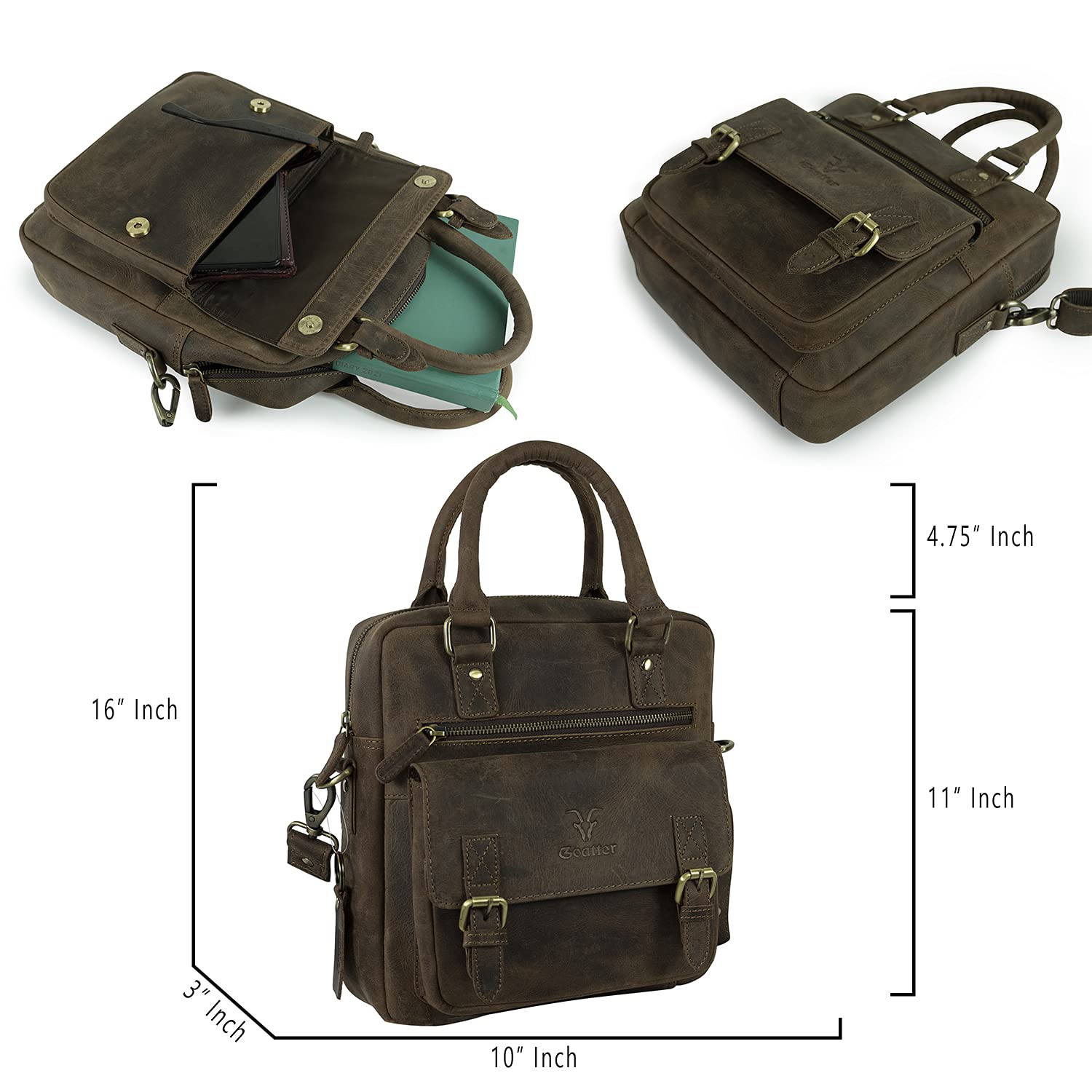 Goatter Men’s Hunter Leather Multi Pocket Messenger Sling Bag